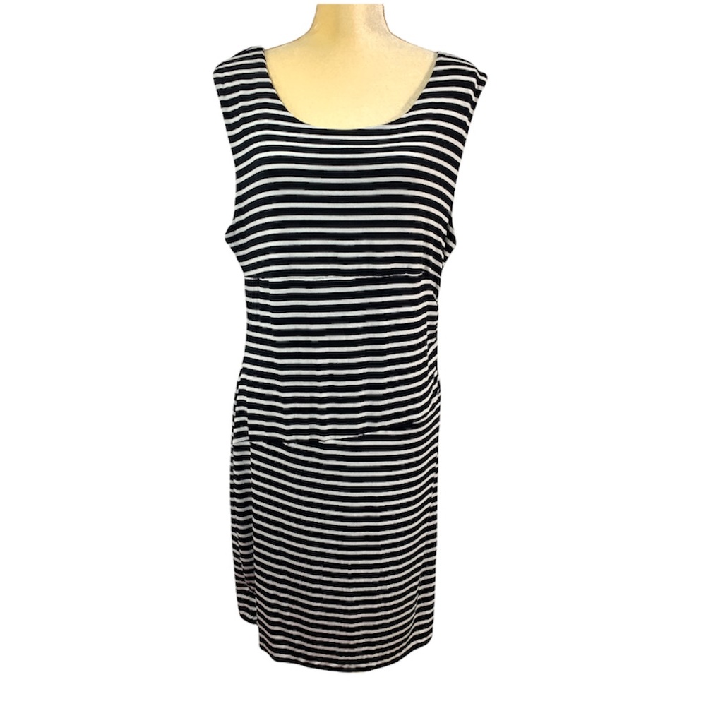 Vince Camuto  Black and White Striped Sleeveless Bodycon | Fitted Dress